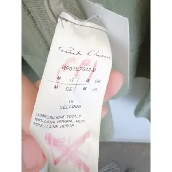 Rick Owens Wool Ribbed Wrap Cardigan Green size M - Picture 7 of 7